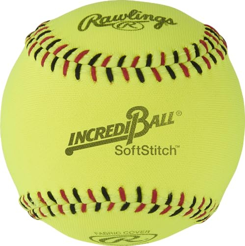 Rawlings | Incredi-Ball Yellow Softstitch Softballs | 11 & 12 Options | Cloth & Synthetic Leather Cover Options | 12 Count
