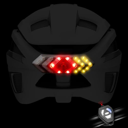 Casco della Bici Accendere le Luci con Telecomando Senza Fili - WASAGA Segnale di Svolta della Bicicletta per il Ciclismo & 6 Modalità Luce Posteriore Avvertimento Luce Stroboscopica