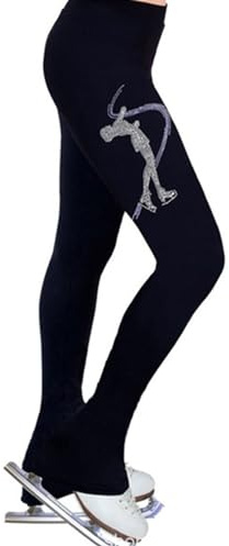 CuLtp Femmes Filles VêTements D'EntraîNement, Noir Pur Pantalons Patinage Artistique Leggings Pantalon Patinage sur Glace, Veste Leggings Patinage