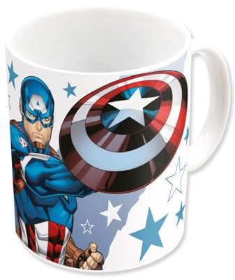 ms móvil shop Taza Cerámica CAPITÁN AMÉRICA Desayuno Capacidad 350ML - Comics - Producto Oficial | CAJA REGALO