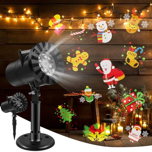 Proiettore LED Esterno, Proiettore Decorativo Illuminazione Proiettore con 16 Lenti Intercambiabili 12 Temi Impermeabile per Esterni Interni Giardino