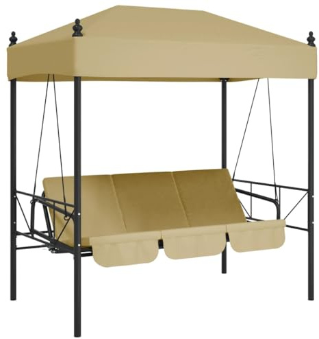 vidaXL Hammock med tak sandvit stål