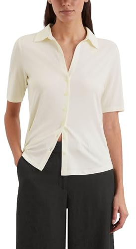 Marc OߴPolo Camisa de Manga Corta con Cuello Kent clásico Mujer Regular Fit, Blanco (White Cotton), XS