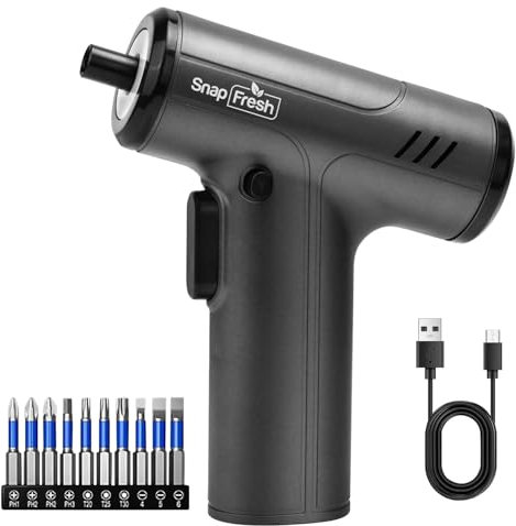 SnapFresh atornillador a batería compacto set 4 V; 2,0 Ah; 5 Nm; con cable USB, trapano avvitatore a batteria ricaricabile, 0,33 kg, LED, set per il fai da te in casa e in ufficio