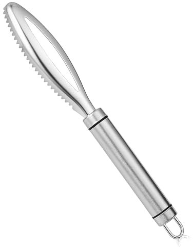 MingFontec Écailleur de poisson en acier inoxydable - Écailleur de poisson - Enlèvement rapide - Nettoyage de poisson - Éplucheur en dents de scie - Outil pour la cuisine