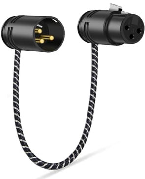 NCGGY Right Angle XLR Cable,0.3M 360 Degree Adjustable-Angle Male X LR to Straight Female XLR Microphone Mic Cable Cord Adapter for Powered Speakers,Mixernd Recording Devices