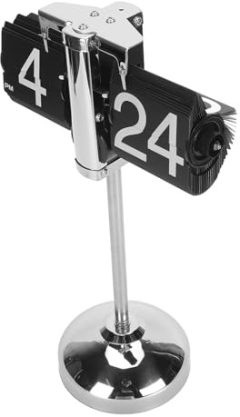 HEEPDD Digital Flipklocka, 304 Rostfritt Stål, Justerbar Höjd, Vintagedesign, Perfekt för Hem eller Kontor Daglig Dekoration (Svart)