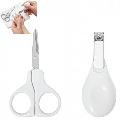 DAQUN 2 Pcs Baby Nail Scissors, Grooming Kit Tool, Round Tip Trimmers, Handheld Cutter, for Newborn Nursery