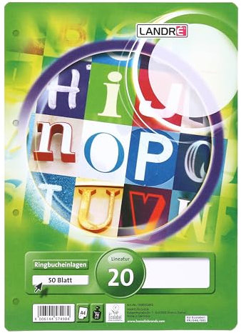 Landré Ringbucheinlagen A4 blanko, 50 Blatt blanko 70 g/m² Papier, runde Ecken, gelocht