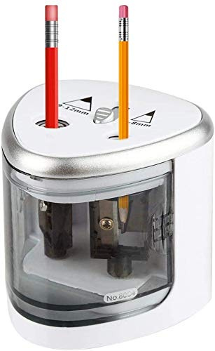 Pencil Sharpener, Double Holes Electric Pencil Sharpener Desktop Colored Pencils Tool for Home Office Classroom Artist Kids Students Artist(Battery Not Included)