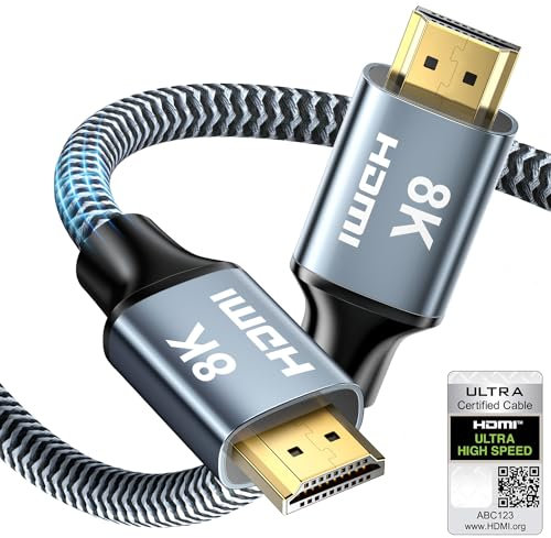 CABNEER 8K HDMI 2.1 Kabel 1m, HDMI Kabel Hoch Geschwindig 48Gbps 8K@60Hz 4K@120Hz 2.2/2.3 für Dolby eARC HDCP HDR, Kompatibel mit HDTV, Laptop etc