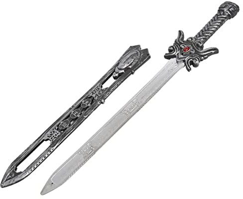 Alsino Königsritterschwert mit Schwertscheide aus Plastik für Kinder Kinderspielzeug Karnevalskostüm Faschingskostüm in Schwarz und Gold, (Silber)