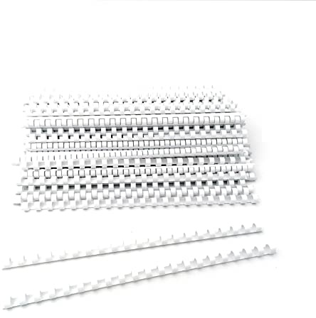 Alevar Dorsi in Plastica a Spirale per Rilegatura, 21 Anelli Diametro 10 mm, Formato A4, Capacità da 41 a 55 Fogli, Colore Bianco, Confezione da 100 Pezzi