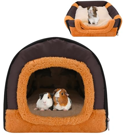 Lit pour Cochon d'Inde,Maison Hamster,Lit Chaud pour Hamster avec Coussin Amovible Doux Cage pour Cachette Accessoires pour Nid d'hiver pour Petits Animaux Lapin Furet Hérisson Chinchillas Cobayes