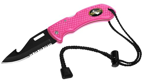 Saekodive Nami Folding Knife - Wrist Lanyard, Saltwater Resistant - Scuba Diving, Spearfishing, Fishing, Hunting, Camping Gear (Pink/S.S.)