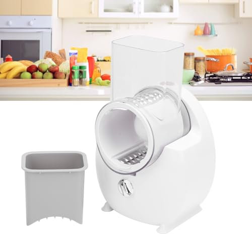 Grattugia Elettrica per Formaggio, Tritaverdure Elettrica per Insalata con 4 Lame, Affettatrice Elettrica per Uso Domestico in Cucina, per Verdure, Formaggi, Noci (Spina europea)