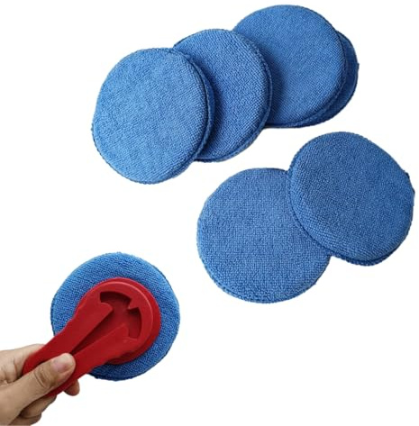 BIRLOZA Lot de 6 tampons applicateurs de cire en microfibre pour l'entretien de la voiture, tampon applicateur en microfibre avec poche pour les doigts pour voitures camions nettoyage et polissage fin