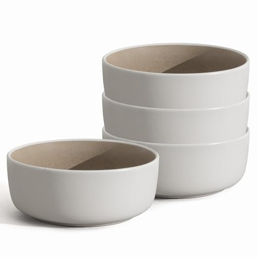 Hausfelder Steingut Geschirrset, 4 x Schüssel, 4 Schalen einsetzbar als Müslischalen, Bowls, je ca. 600 ml, 16,5 cm Durchmesser, Höhe 6,5 cm (Shadow Stone, Schüsseln 4x)