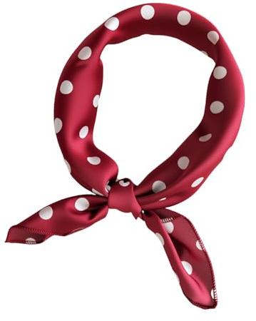 Nzexlyva Chiffon Scarf Square Red Polka Dot Bandana Head Scarf, Vintage Style Large Polka Dots Bandana, Accessories Classic Hair Scarf for Wedding Valentine for Women and Girls
