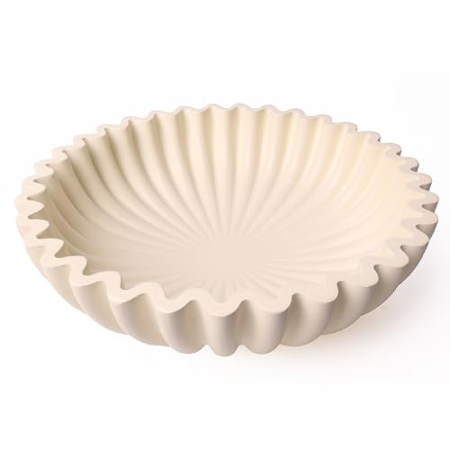 BEYLAB Deko schale Handgefertigte Rüschenschale Antike Jakobsmuschelschale Obstschale Vintage-Ringschale antike Dekorative Blumenschale Einweihungsgeschenk Hochzeitsgeschenke (Beige)