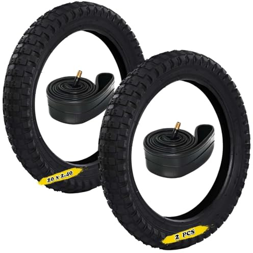2PC 20x2.40 Pneumatico Bici con Composto Antipunzonatura 20-2.40 Profilo Tout-Terrain e 20 2.40 Design Pieghevole per BMX, MTB e Biciclette da Strada