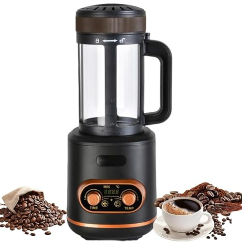 Macchina Tostatrice per Caffè 2400W, Tostatore ad Aria Calda 300g con Timer & Temperatura Regolabile, Raffreddamento Automatico, Camera in Vetro per Casa & Bar