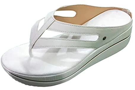 ZTFYKLIN Hawaianas Mujer Chanclas Slope Talón Hueca De Verano (White, 37) Sandalia Plateada Sandalias Negras Piscina Hebilla Dedo Cuña Blanca Agua Dorada Doradas Zapatos Bequemplus Juanetes