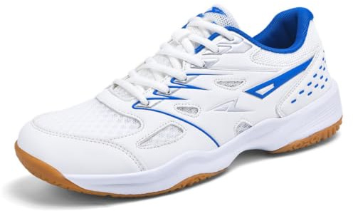 JiuQing Chaussures Badminton Hommes Baskets Antidérapantes Court Tennis | Légères Respirantes, Semelle Caoutchouc Maintien Cheville, Chaussures Pickleball Squash, Pour Sports En Salle Extérieur