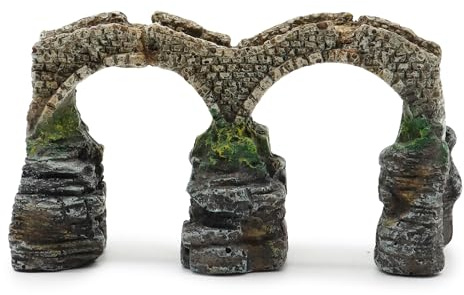 Amtra Deko Ponte Romano - Decorazione in Resina atossica per Acquari, Accessorio Ornamentale subacqueo, Decorativo rifugio nascondiglio, Dipinto a Mano, Dimensione 7,5 * 13,5 * 5,5 cm