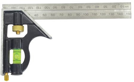 Dapetz ® Carpentry Squares 6inch/150mm,square Right Angle Ruler Protractor Engineers Adjustable Carpentry Square 45/90° With Bubble Level Stainless Steel Measuring Tools Multi Combination Set