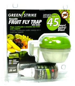 GREENSTRIKE Reusable Fruit Fly Trap with Holder, Green, 10.16x10.16x10.16 cm