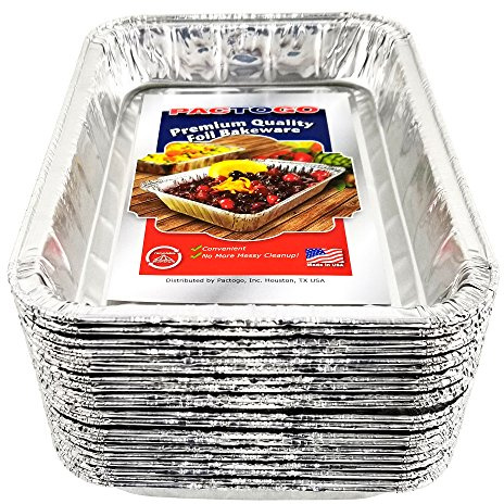 PACTOGO 7.5 x 5 Small Aluminum Foil BBQ Grease Drip Catching Pan - Compatible with Weber Grills (Pack of 30)