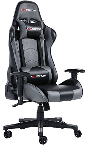 GTFORCE PRO FX RECLINING SPORTS RACING GAMING OFFICE DESK PC CAR FAUX LEATHER CHAIR (Grey)
