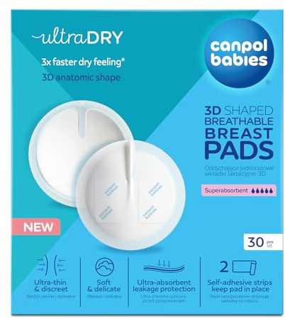 Canpol babies andningsaktiva ultraabsorberande amningsinlägg, tunna och diskreta, 2 självhäftande remsor (standard, 30, stycken)