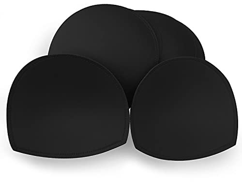 WMugthome 3 Pairs Sew Bra Pad Insert with A/B/C/D/E CUP Size for Women Sports Bra Yoga Bra Bikini Top (D CUP, Black-semicircle)