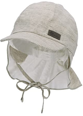 Sterntaler Unisex Kinder Schirmmütze Nackensch. Ringel Kindermütze, Dunkelgrün, 41 EU