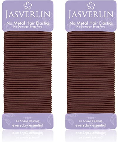 JASVERLIN 2 mm kastanjebrunt hårband, hästsvansar, 80 st | Flätor för kvinnor och tonåringar med tunn fin till medelhårstrå, dagliga stylingband, stretchiga, rödbruna