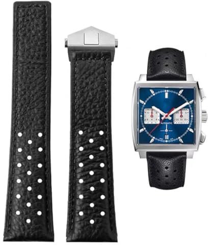 FOUUA Uhrenarmband 22mm for TAG Heuer Leder Echtleder-Uhrenarmband mit Blauen Schwarz Armband Uhrenarmband Ersetzen for TAG Heuer Carrera Aquarace Monaco Serie