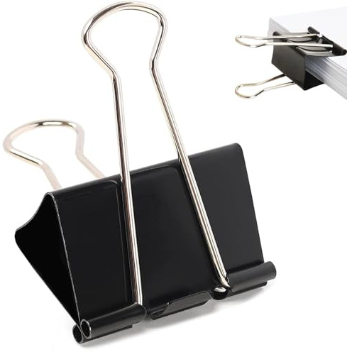 Bulldog Clips, 60PCS Binder Clips, 32mm Foldback Clips Medium Paper Clamps Binder for Office Home School-Black