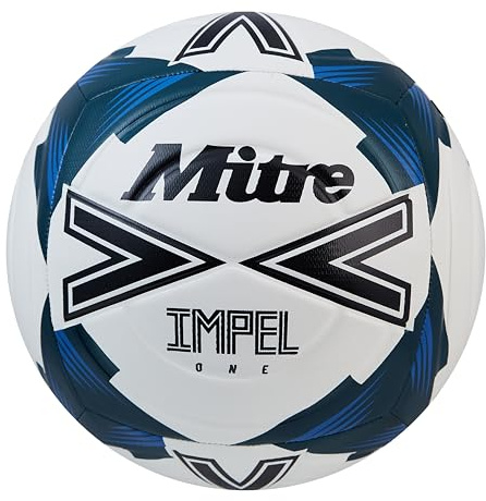 Mitre Adult Impel One 24 Football, White/Black/Tidal Teal, 3