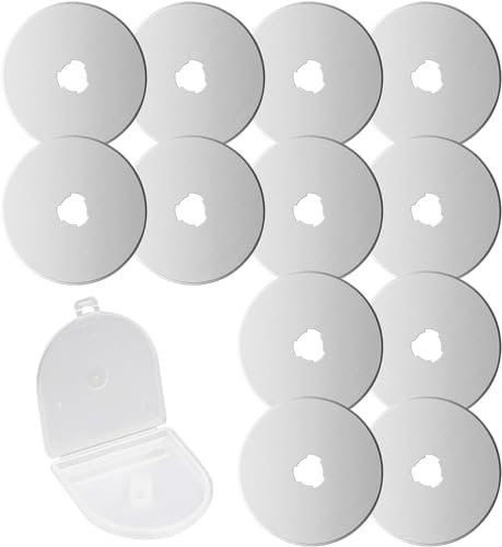 Cuchillas de repuesto para cortador rotativo, cortador de cuchilla redonda de 45 mm, cortador giratorio de hoja de acero inoxidable para acolchado, papel, tela,costura, cortador de tela, 12 piezas