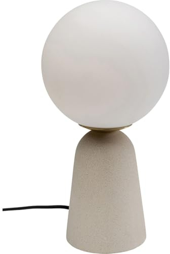 Kare Design lampada da tavolo Bollie, grigio/bianco, sfera, 33 cm, stile scandinavo, zoccolo in cemento, plafone di vetro satinato, per comodino, decorazione, scrivania, lampadina non inclusa