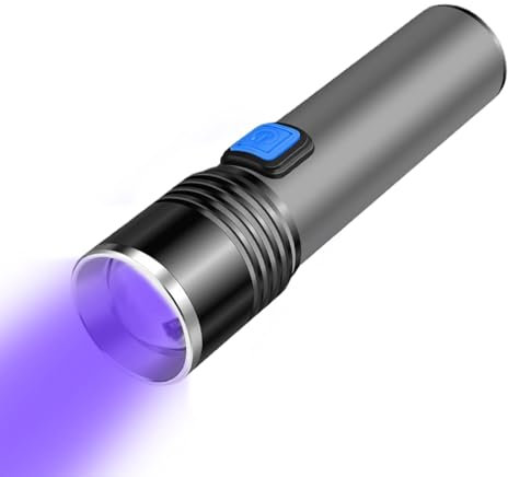 Lampe de poche UV LED, lampe de poche UV, Détecteur portable 365 nm, Lampe de poche à zoom télescopique pour urine d'animaux domestiques, inspection d'hôtel, détecteur de taches sèches et de colorants