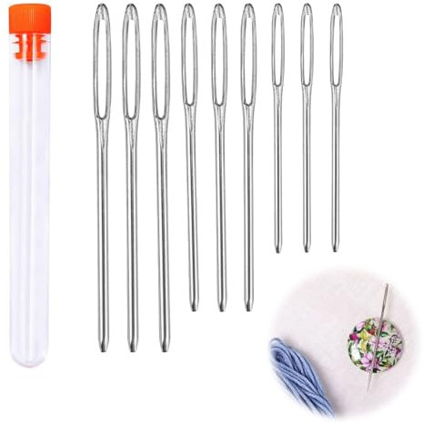 9 Stücke Nähen Nadeln Set,Nähnadeln,Perlennadel,Bead Nadeln,Sticknadeln,Nadeln Großem Öhr,Stopfnadel,Perlennadeln zum auffädeln von perlen für Webarbeit Stricken Sticken Nähen