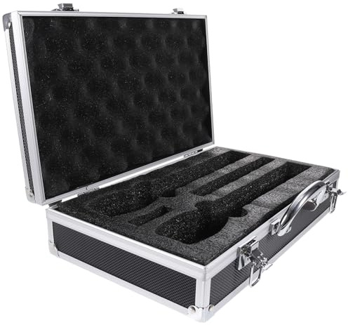 DECOMELODY Mikrofonkoffer Für 2 Handmikrofone Aus Aluminium Mit Griff Schützender Aufbewahrungskoffer Mit Weichem Innenfutter Leichter Mikrofonbehälter Für Ktv Und Mobiles Audioequipment