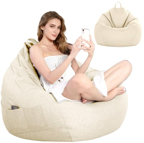 LOMUG Puf XL, funda para puf, para videojuegos, forma de gota, solo funda (sin relleno), para adultos y niños, para habitación infantil, sofá, peluches, decoración al aire libre, 100 x 120 cm