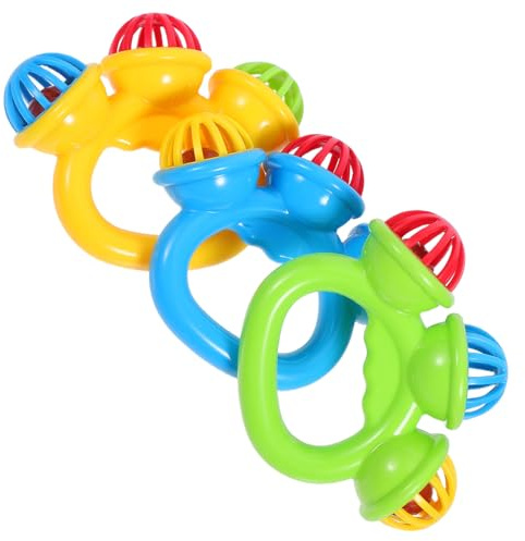 FIXOSHEE 3 Stück Kleine Handglocken aus Kunststoff für Kleinkinder bis 3 Jahre Glatte Oberfläche Beruhigende Babys Rassel Musikinstrument für Frühe Musikalische Party