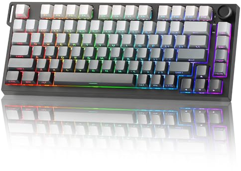 YUNZII RT75 PRO Trådlöst Speltangentbord, Hall Effect Mekaniskt Rapid Trigger Magnetiskt Tangentbord Bluetooth/USB-C/2.4G 8KHz/128K Scan, Justerbar Ratt, RGB (Gradient Svart, Red Switch)