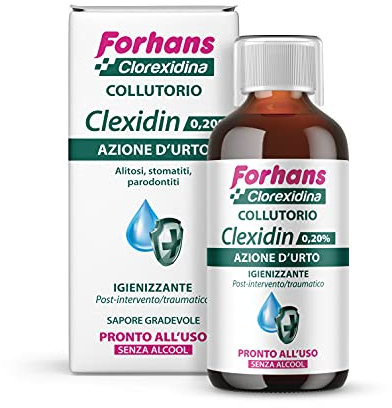Forhans Liquido Antisettico Clorhexidina Clexidin 0.20% Collutorio dal gusto gradevole, 200 ml