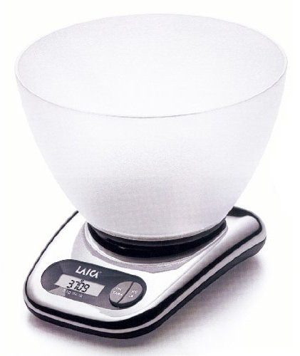 Laica BX9240 Bilancia da Cucina Elettronica, Base Cromo, Ciotola Vitrex, 5 kg, elettrica, alluminio